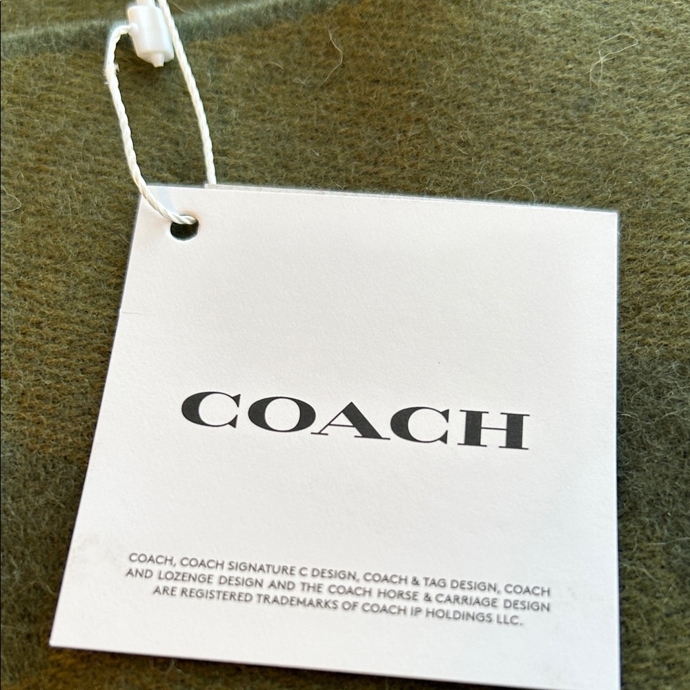 Coach Forest Green Signature Scarf NWT and Coach gift box. - Picture 2 of 4